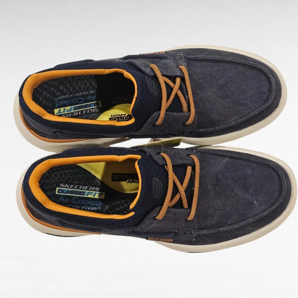 Skechers Bellinger Garmo Slip-on Comfort Boat Shoe Navy Blue Size 7